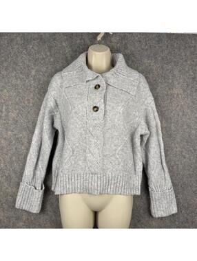 Witty Fox Shawl Collar Cropped Sweater Buttons Gray XS Academia Scholar Ivy 347